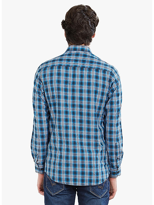 Checkered Blue Color Cotton Slim Fit Shirt